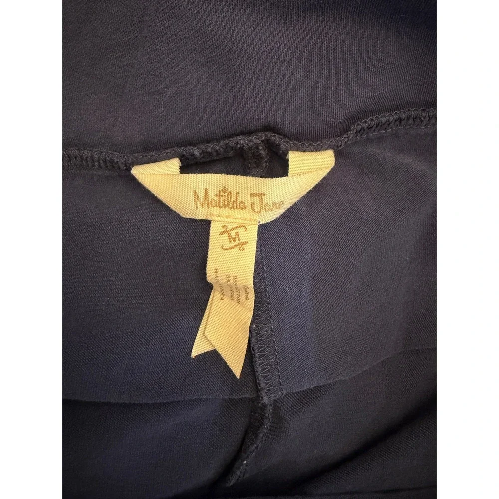Matilda Jane Womens Navy Blue Wide Leg Tiered Ruffle Hem Lounge Pants Size M